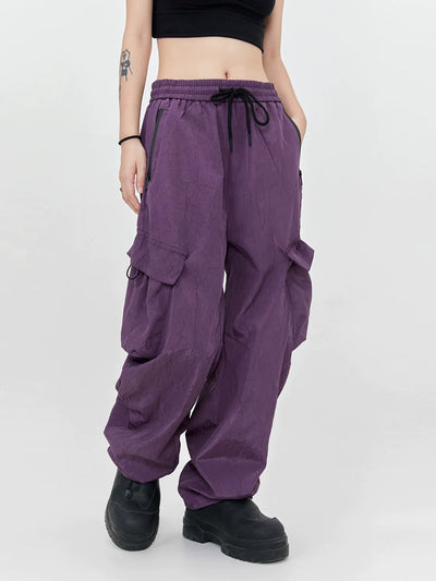 Drawstring Pleated Texture Cargo Pants Korean Street Fashion Pants By Made Extreme Shop Online at OH Vault