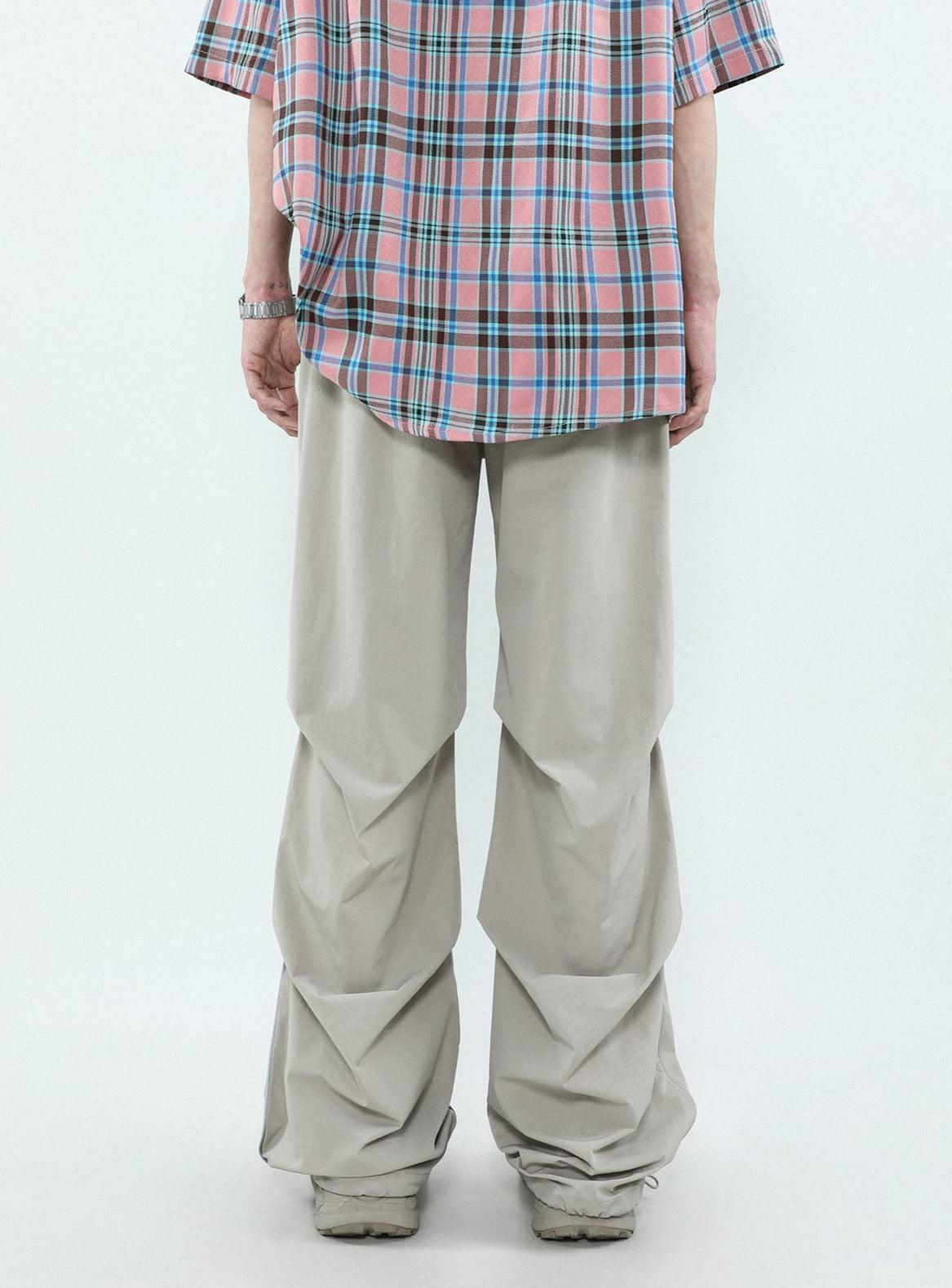 Text Embroidery Pleated Wide Leg Pants Korean Street Fashion Pants By Mr Nearly Shop Online at OH Vault