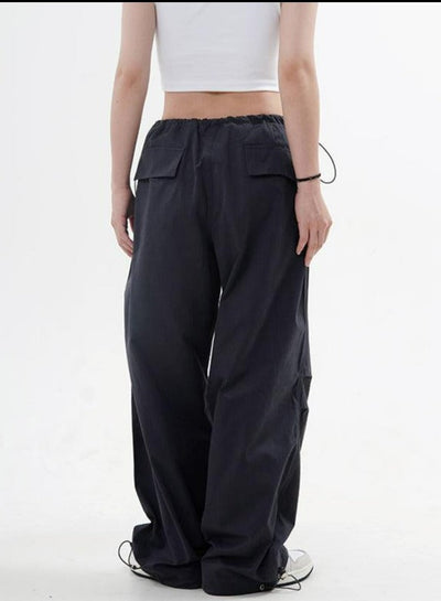 Drawstring Waist Wide leg Parachute Pants Korean Street Fashion Pants By Made Extreme Shop Online at OH Vault