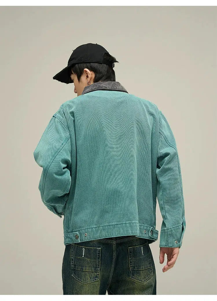 Contrast Collar Workwear Jacket Korean Street Fashion Jacket By 77Flight Shop Online at OH Vault