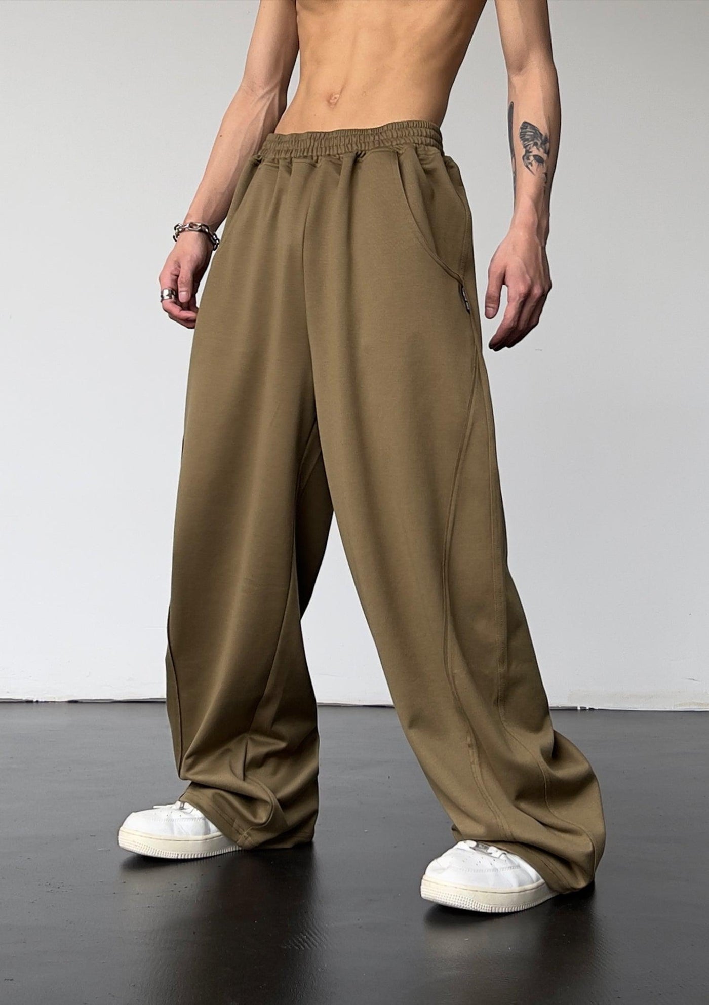 Solid Relaxed Fit High Waisted Sweatpants Korean Street Fashion Pants By MEBXX Shop Online at OH Vault