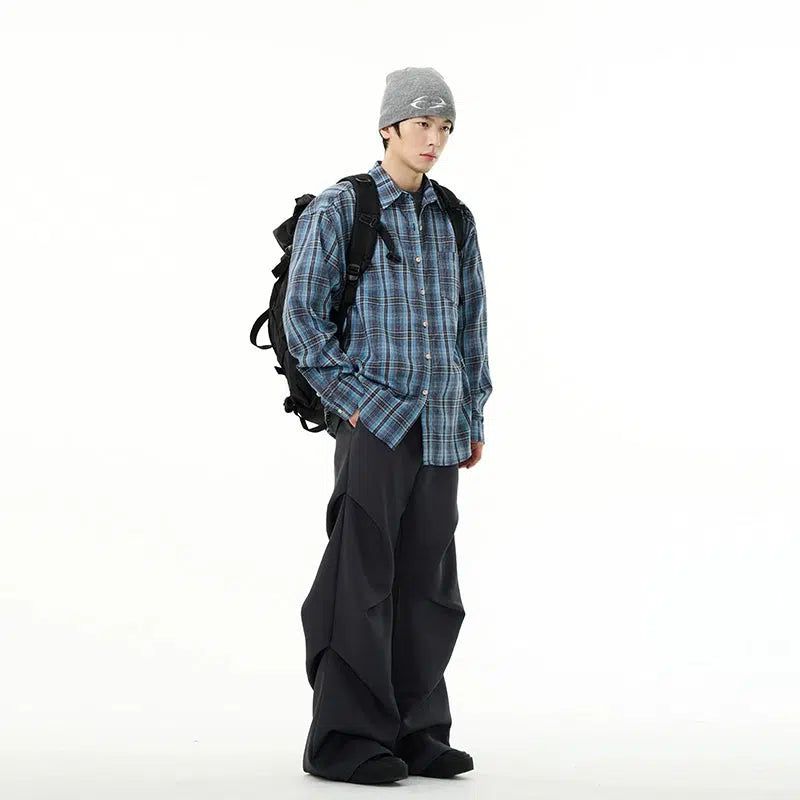 Pleated Loose Fit Pants Korean Street Fashion Pants By 77Flight Shop Online at OH Vault