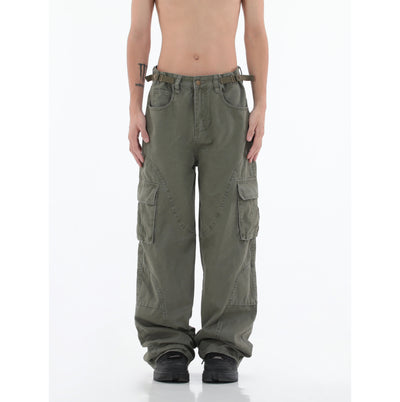 Washed Straight Loose Cargo Pants Korean Street Fashion Pants By MEBXX Shop Online at OH Vault