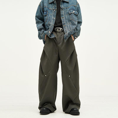 Buttoned Pleats Wide Cut Pants Korean Street Fashion Pants By 77Flight Shop Online at OH Vault