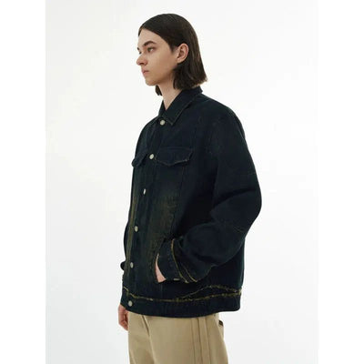 Subtle Distress Denim Jacket Korean Street Fashion Jacket By 11St Crops Shop Online at OH Vault