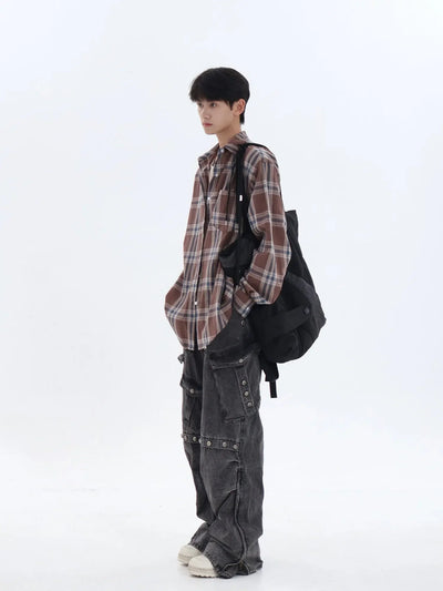 Retro Plaid Casual Shirt Korean Street Fashion Shirt By Jump Next Shop Online at OH Vault