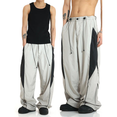 Color Block Drawstring Track Pants Korean Street Fashion Pants By MEBXX Shop Online at OH Vault