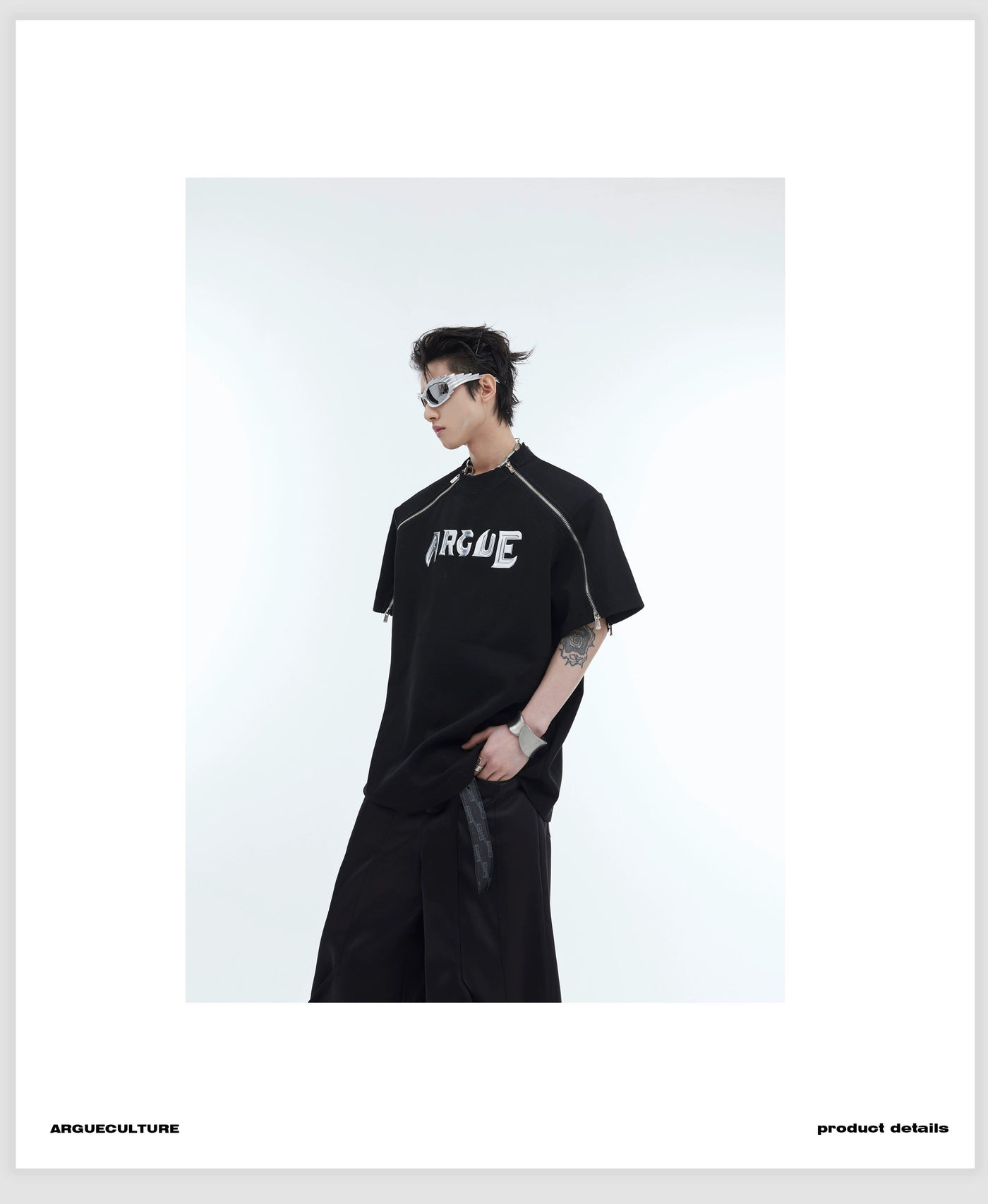 Zips Metallic Accent T-Shirt Korean Street Fashion T-Shirt By Argue Culture Shop Online at OH Vault