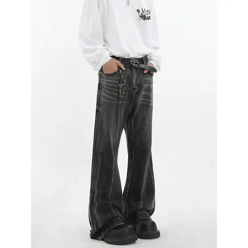 Whiskers Faded Lines Flare Jeans Korean Street Fashion Jeans By MaxDstr Shop Online at OH Vault