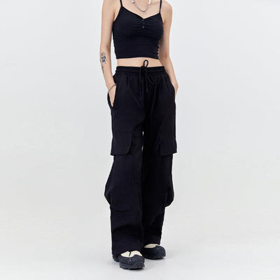 Big Flap Pocket Drawstring Cargo Pants Korean Street Fashion Pants By Made Extreme Shop Online at OH Vault