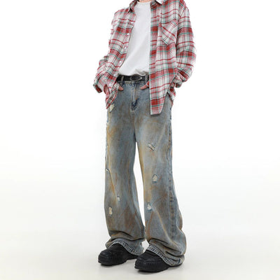 Paint Stained Ripped Jeans Korean Street Fashion Jeans By Mr Nearly Shop Online at OH Vault