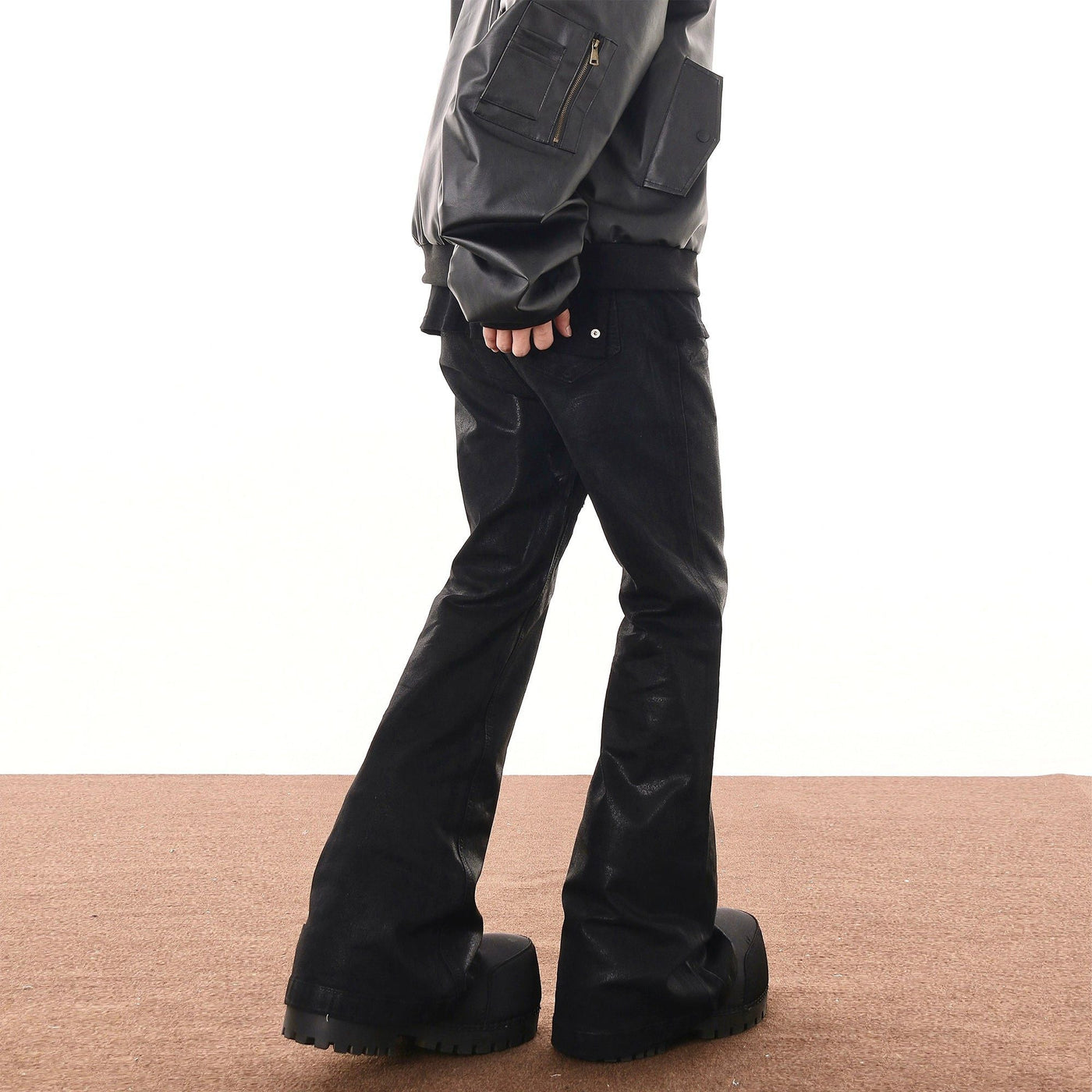 Wax Coated Bootcut Jeans Korean Street Fashion Jeans By Blacklists Shop Online at OH Vault