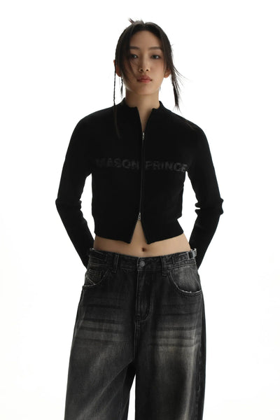 Logo Slim Fit Cropped Jacket Korean Street Fashion Jacket By Mason Prince Shop Online at OH Vault