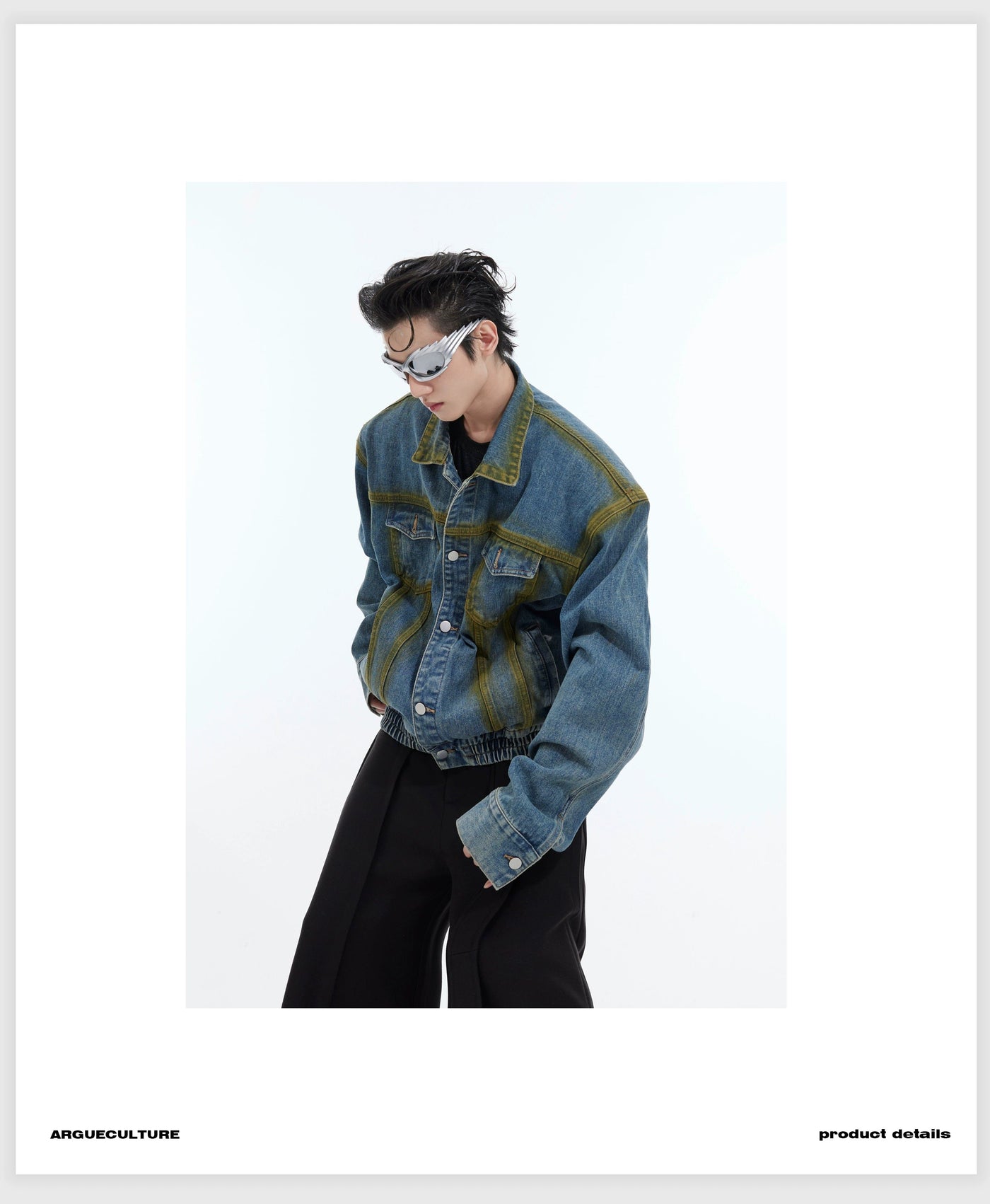 Outline Paint Tint Denim Jacket Korean Street Fashion Jacket By Argue Culture Shop Online at OH Vault