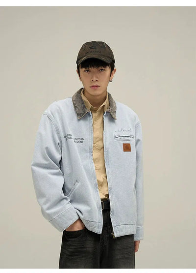 Contrast Collar Workwear Jacket Korean Street Fashion Jacket By 77Flight Shop Online at OH Vault