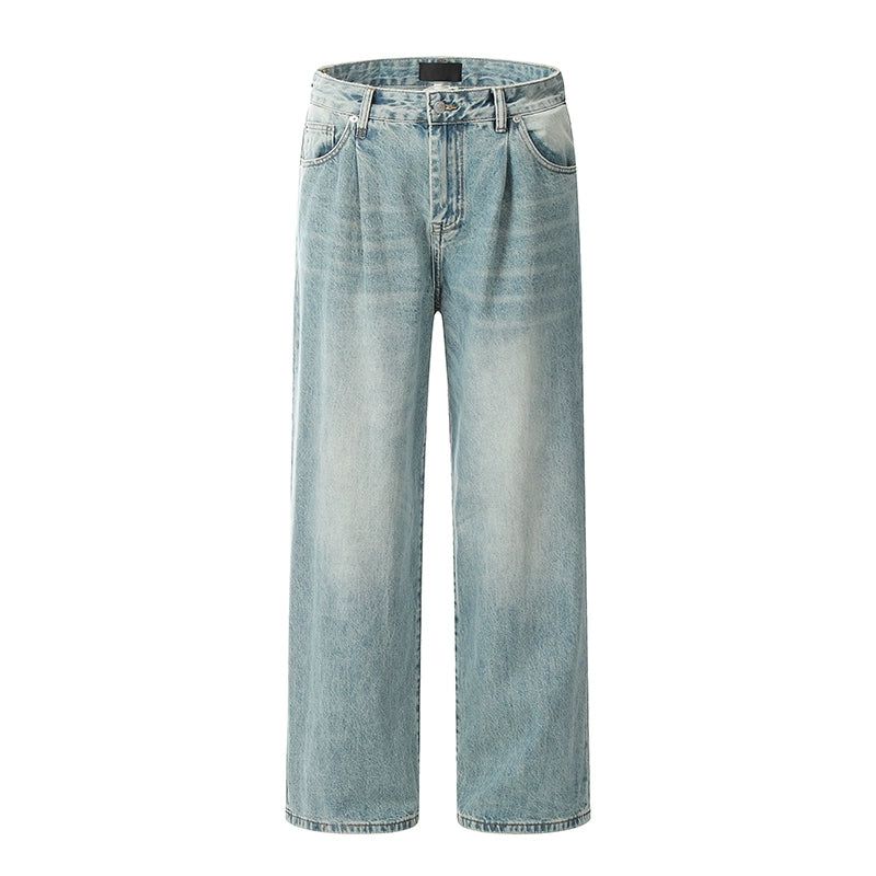 Light Wash Wide Cut Jeans Korean Street Fashion Jeans By A PUEE Shop Online at OH Vault