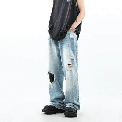 Washed Frayed Cut Out Jeans Korean Street Fashion Jeans By Mr Nearly Shop Online at OH Vault