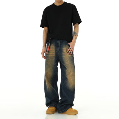 Vintage Washed Straight Leg Jeans Korean Street Fashion Jeans By MEBXX Shop Online at OH Vault