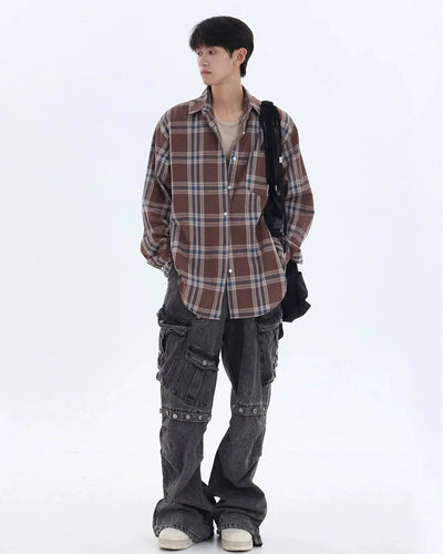 Retro Plaid Casual Shirt Korean Street Fashion Shirt By Jump Next Shop Online at OH Vault