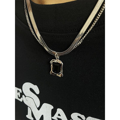 Black Gem Double Layer Necklace Korean Street Fashion Necklace By Made Extreme Shop Online at OH Vault