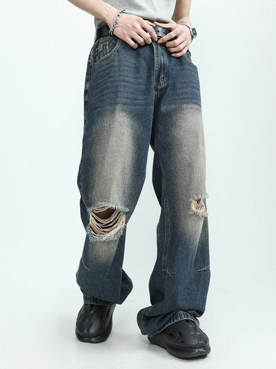 Ripped Knee Jeans Korean Street Fashion Jeans By Mr Nearly Shop Online at OH Vault