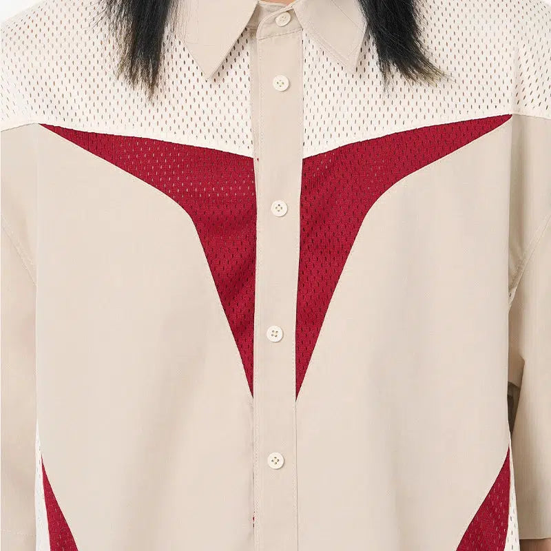 Contrast Blades Buttoned Shirt Korean Street Fashion Shirt By 7440 37 1 Shop Online at OH Vault