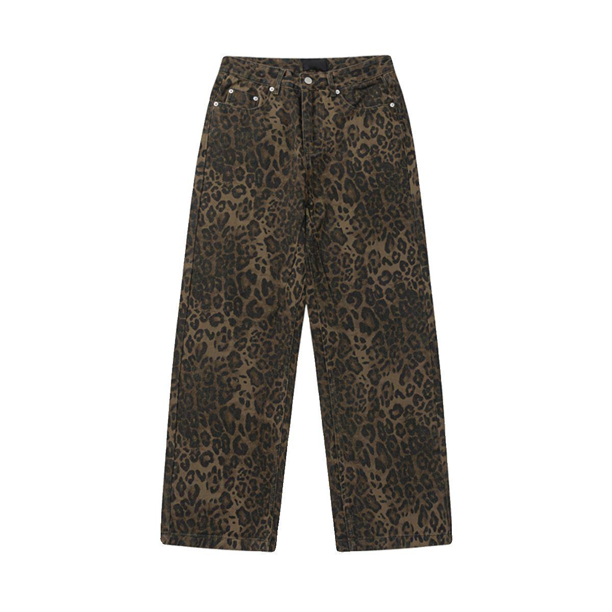 Leopard Print Straight Cut Jeans Korean Street Fashion Jeans By Mr Nearly Shop Online at OH Vault