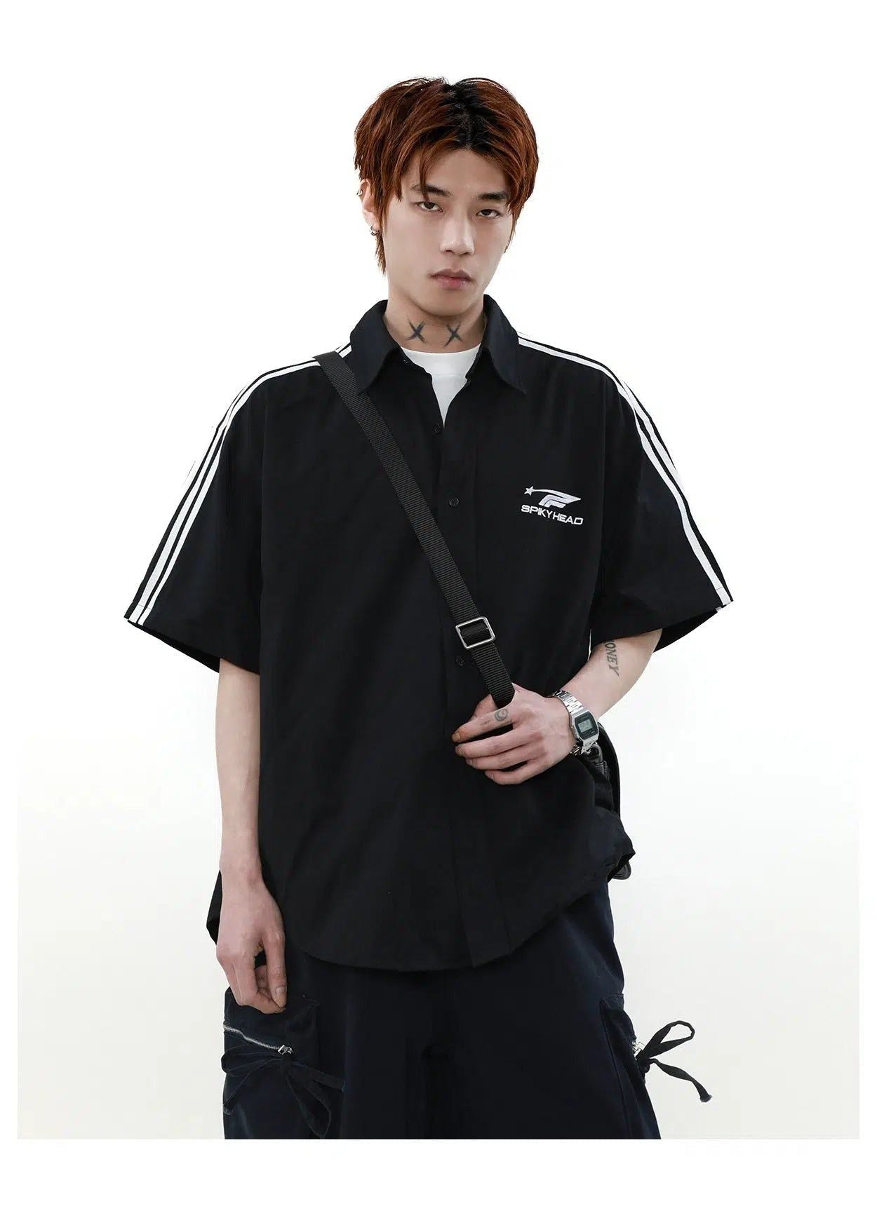 Logo Side Bar Shirt Korean Street Fashion Shirt By Mr Nearly Shop Online at OH Vault