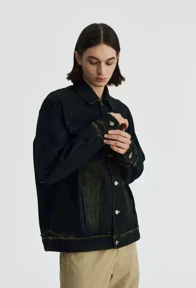 Subtle Distress Denim Jacket Korean Street Fashion Jacket By 11St Crops Shop Online at OH Vault