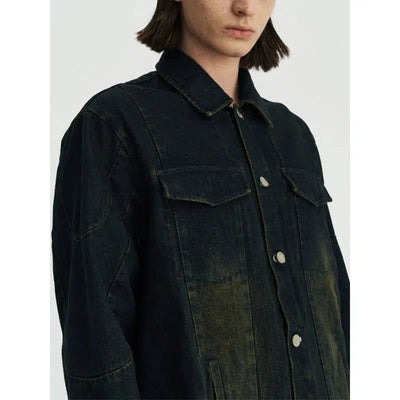 Subtle Distress Denim Jacket Korean Street Fashion Jacket By 11St Crops Shop Online at OH Vault