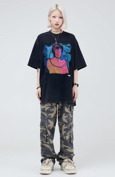 Creative Portrait Graphic T-Shirt Korean Street Fashion T-Shirt By Made Extreme Shop Online at OH Vault