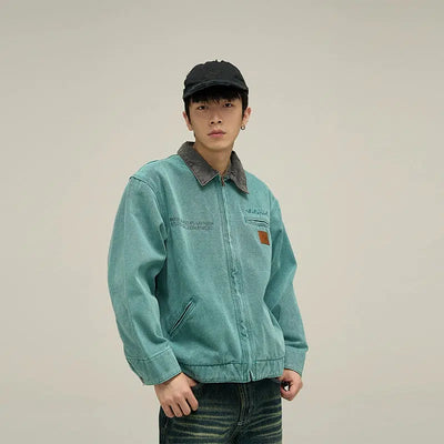 Contrast Collar Workwear Jacket Korean Street Fashion Jacket By 77Flight Shop Online at OH Vault