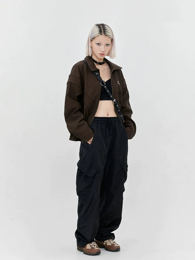 Drawstring Pleated Texture Cargo Pants Korean Street Fashion Pants By Made Extreme Shop Online at OH Vault