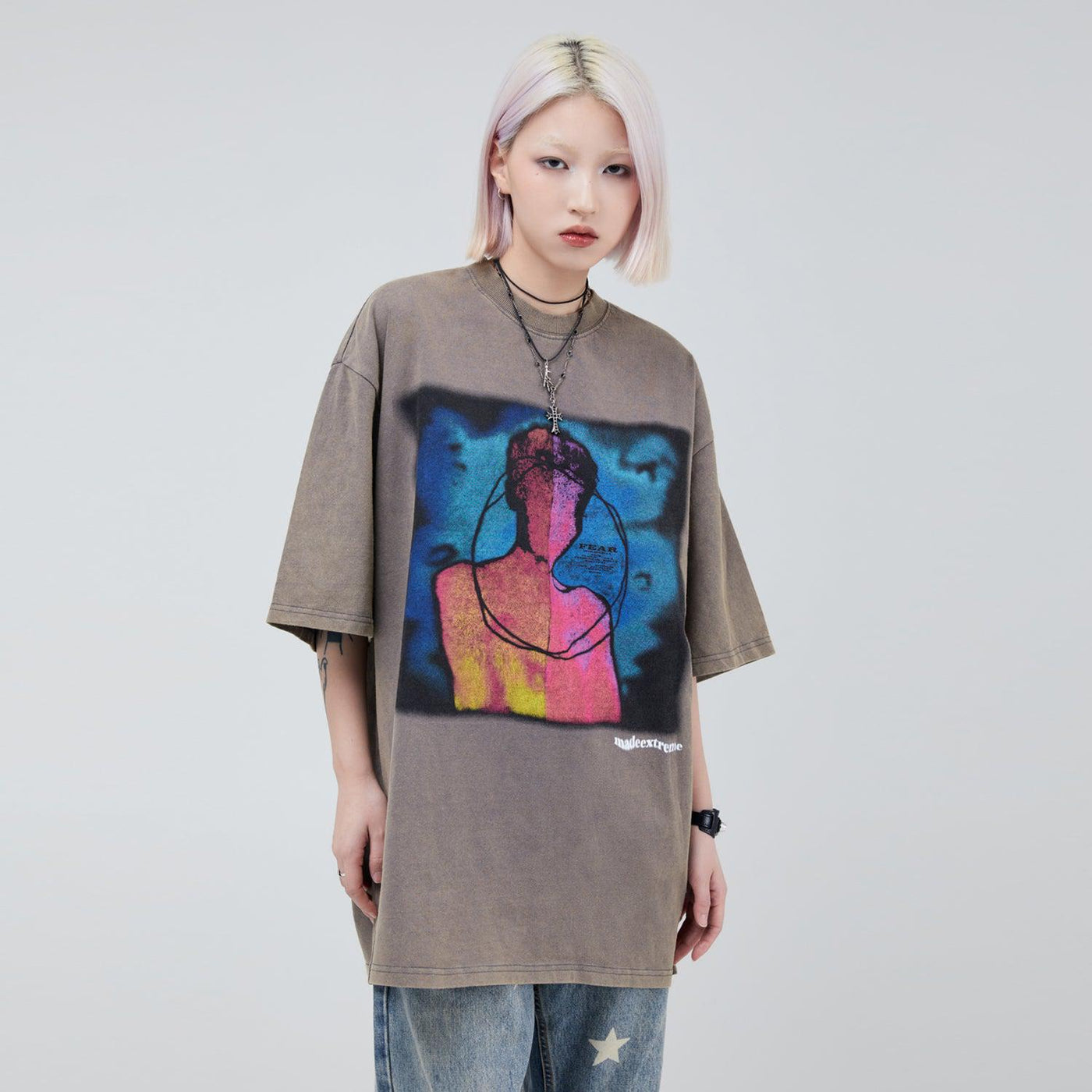 Creative Portrait Graphic T-Shirt Korean Street Fashion T-Shirt By Made Extreme Shop Online at OH Vault