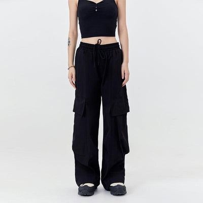 Big Flap Pocket Drawstring Cargo Pants Korean Street Fashion Pants By Made Extreme Shop Online at OH Vault