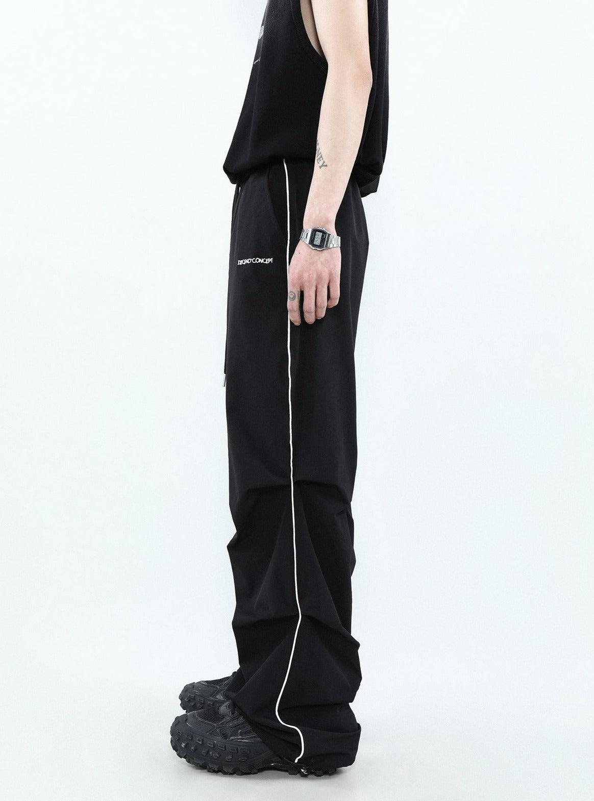 Text Embroidery Pleated Wide Leg Pants Korean Street Fashion Pants By Mr Nearly Shop Online at OH Vault