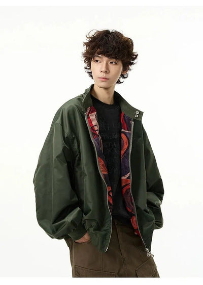 Solid Harrington Bomber Jacket Korean Street Fashion Jacket By 77Flight Shop Online at OH Vault