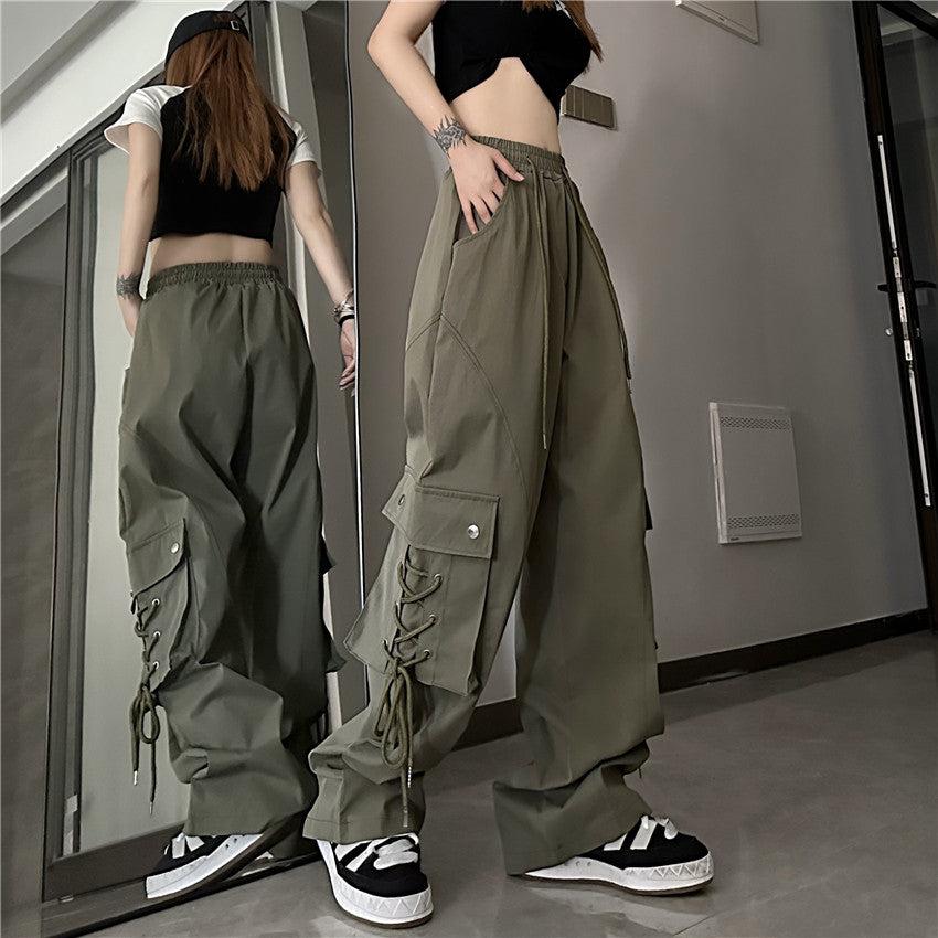 Made Extreme Lace Up Pocket Cargo Pants Korean Street Fashion Pants By Made Extreme Shop Online at OH Vault