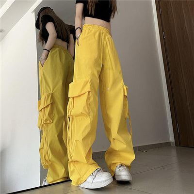 Drawstring Wide Leg Cargo Pants Korean Street Fashion Pants By Made Extreme Shop Online at OH Vault