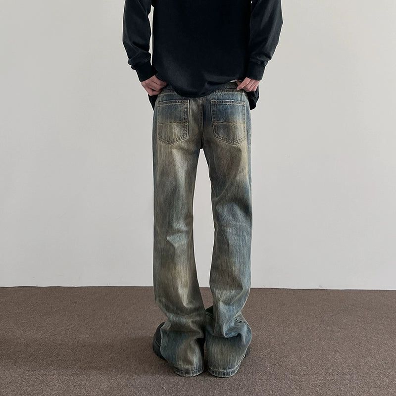 Distresed Mud-Dyed Bootcut Jeans Korean Street Fashion Jeans By A PUEE Shop Online at OH Vault