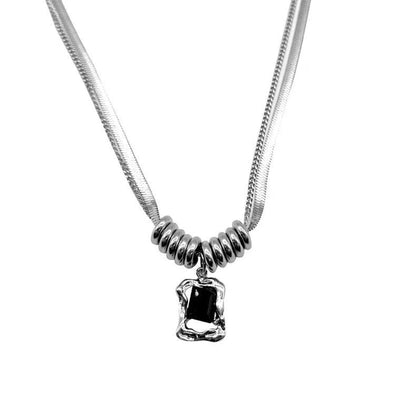 Black Gem Double Layer Necklace Korean Street Fashion Necklace By Made Extreme Shop Online at OH Vault