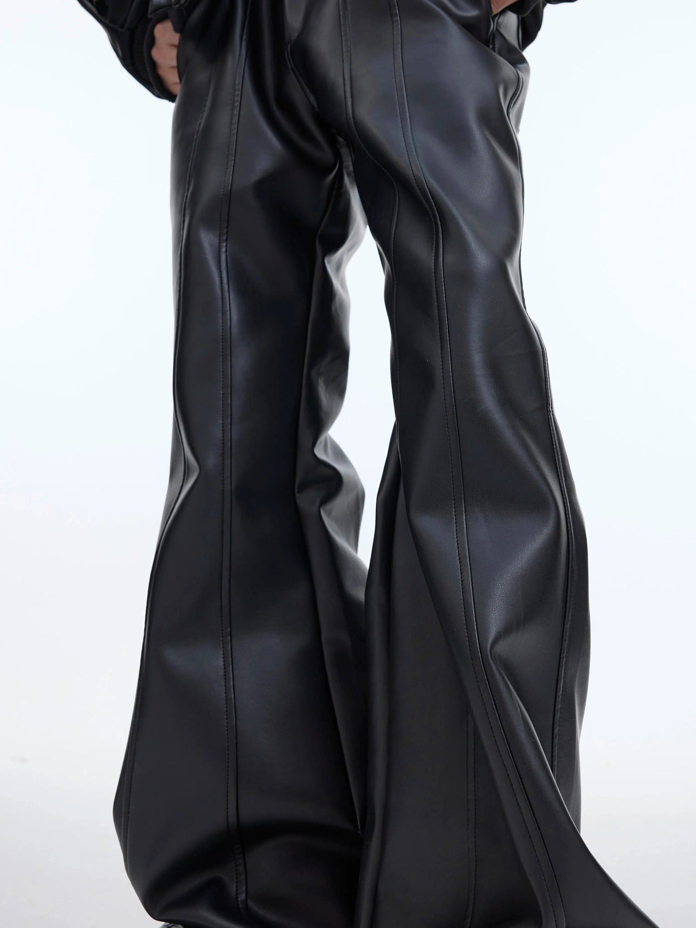 Wide Leg Cut PU Leather Pants Korean Street Fashion Pants By Argue Culture Shop Online at OH Vault