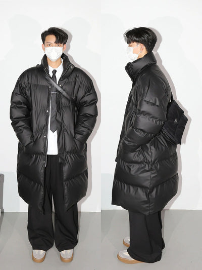 Sleek Puffer Long Coat Korean Street Fashion Long Coat By Poikilotherm Shop Online at OH Vault