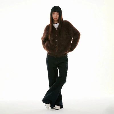 Faux Fur Buttoned Sweater Korean Street Fashion Sweater By Funky Fun Shop Online at OH Vault