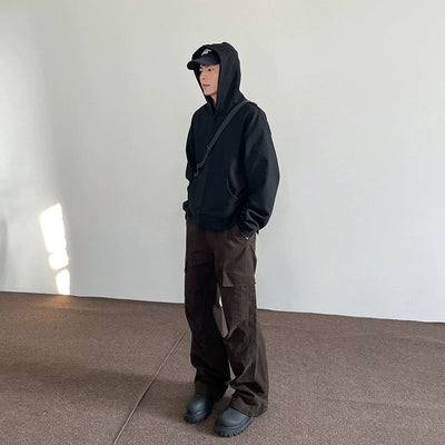 Utility Pleated Straight Cargo Pants Korean Street Fashion Pants By A PUEE Shop Online at OH Vault