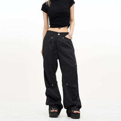 Casual Buttoned Pleats Pants Korean Street Fashion Pants By 77Flight Shop Online at OH Vault