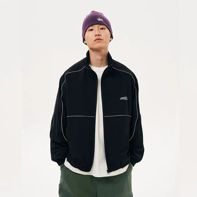 Thin Lines Zipped Jacket Korean Street Fashion Jacket By Nothing But Chill Shop Online at OH Vault