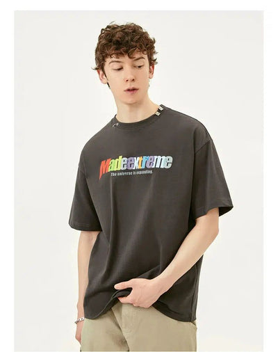 Colorful Letters T-Shirt Korean Street Fashion T-Shirt By Made Extreme Shop Online at OH Vault