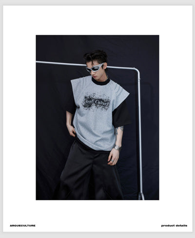 Layered & Printed T-Shirt Korean Street Fashion T-Shirt By Argue Culture Shop Online at OH Vault