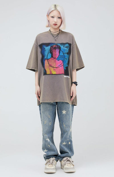 Creative Portrait Graphic T-Shirt Korean Street Fashion T-Shirt By Made Extreme Shop Online at OH Vault